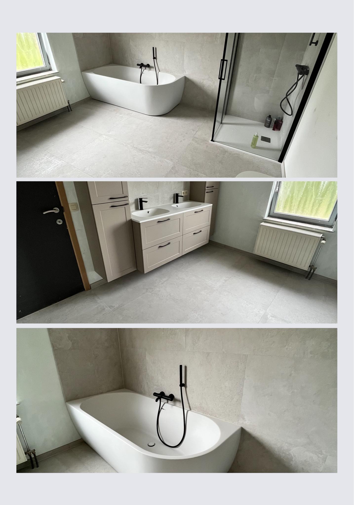 Salle de bain luxueuse carrelage marbré - Pose professionnelle Namur